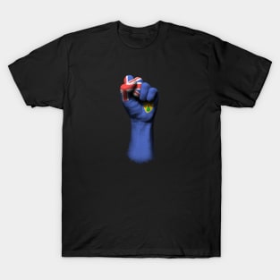 Flag of Turks and Caicos on a Raised Clenched Fist T-Shirt